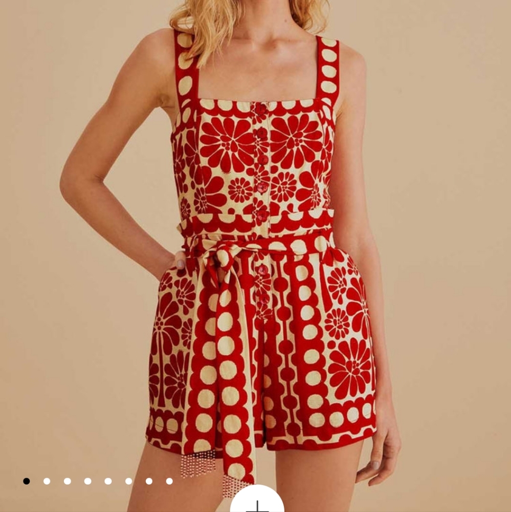 Farm Rio Red Palermo Sleeveless Romper Size XXS